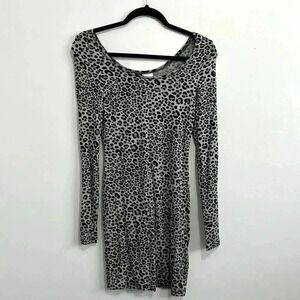 H&M animal print Long sleeves bodycon mini  dress size 4